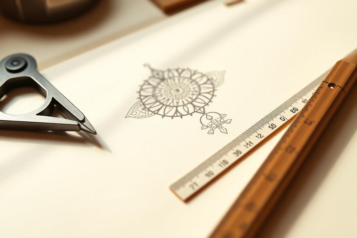 Dessin gouaché d'un bijou sur papier crème