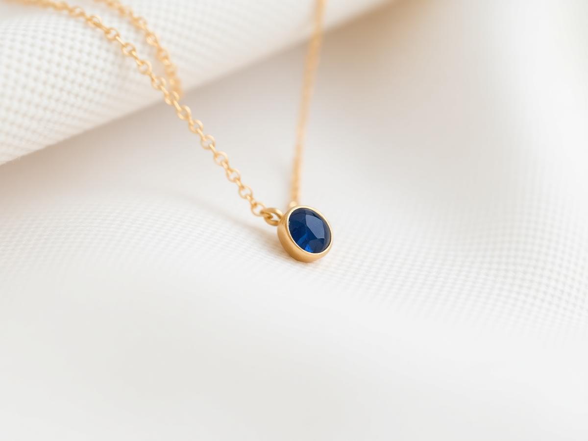 Collier en or jaune orné d'un saphir cabochon