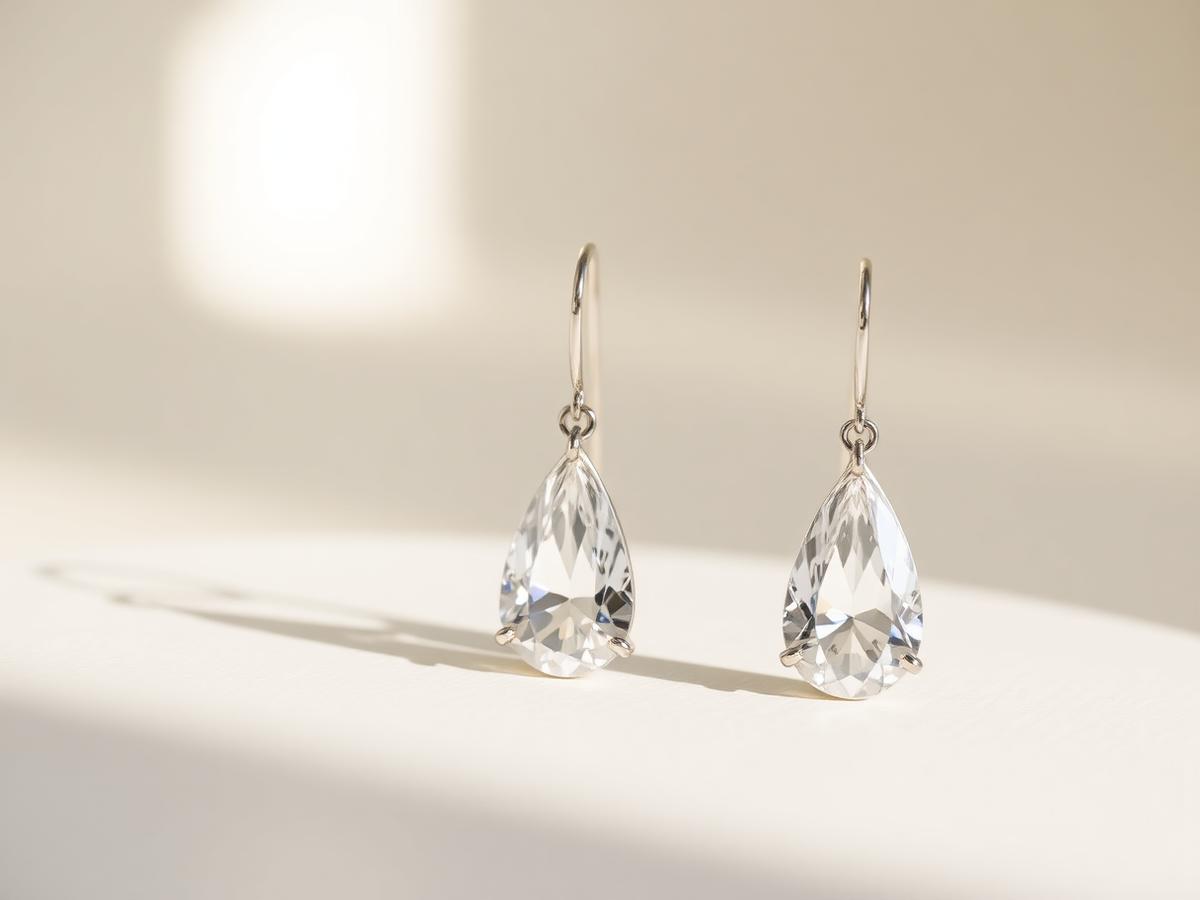 Boucles d'oreilles en platine, diamants taille poire